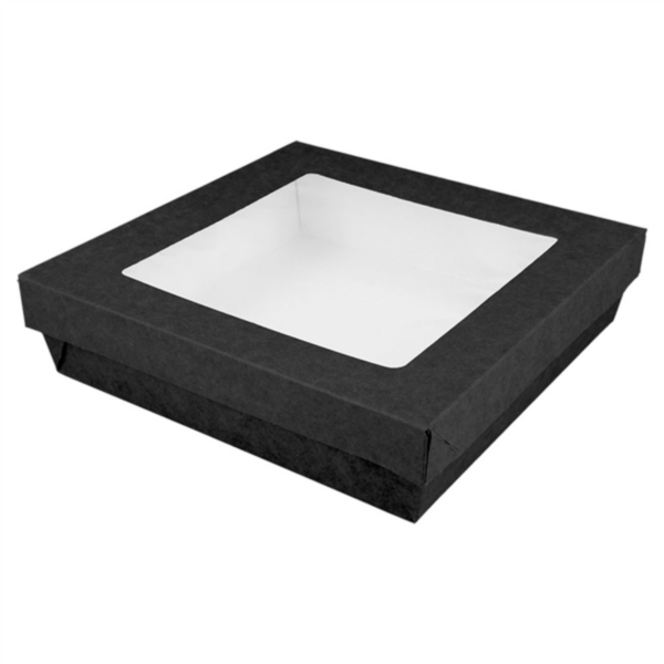 Small Boxes+Lids with Window The Pack 750ml 14x14x5cm Black (25st/pak)