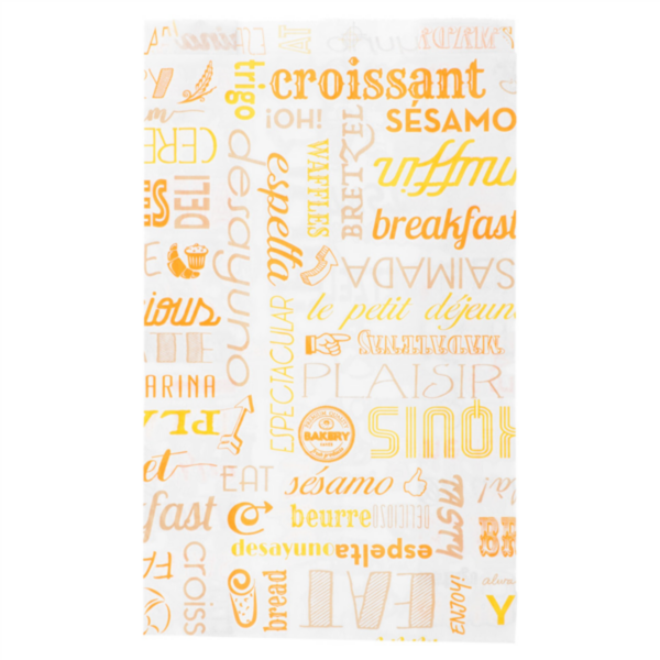 Croissant Bags Orange Parole 14+7x22cm White Cellulose (500st/pak)
