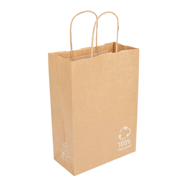 Recycled SOS Bags with Handles 20+10x29cm Natural Kraft (250st/doos)