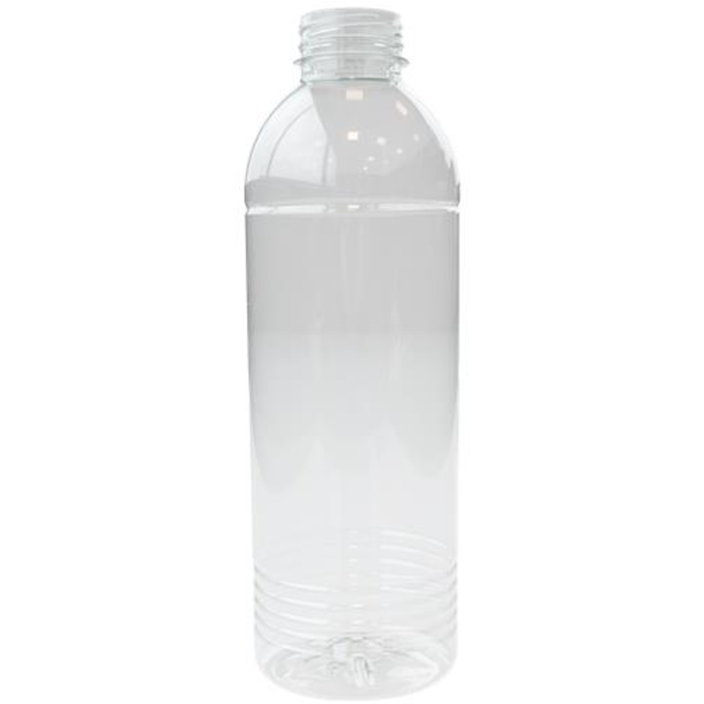 RPET fles Rond/Transparant 1000ml incl. Transparante dop (76st/doos)