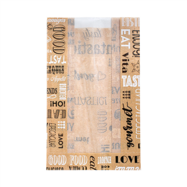 Bags with Window "Pfas Free" Parole 12+7x18cm Natural Parch (250st/pak)