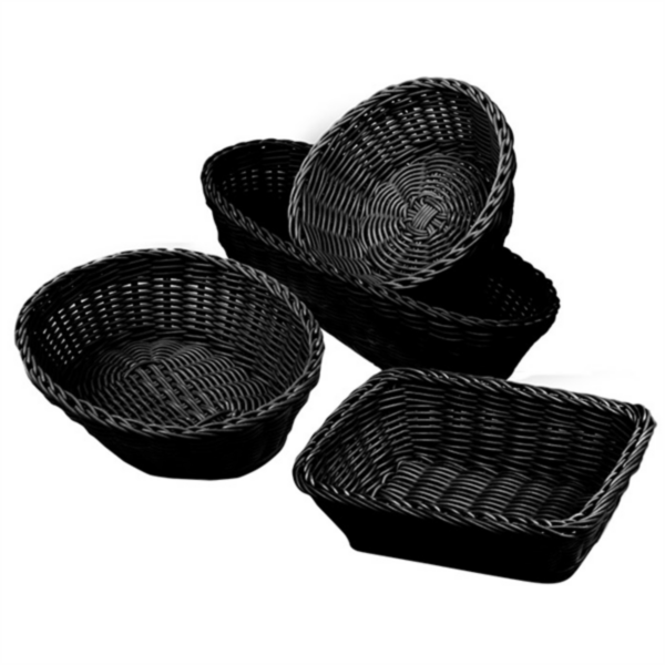 Round Baskets Imitation Wicker 20x8cm Black PP (per stuk)