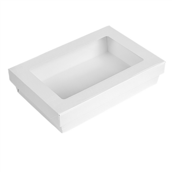 Small Boxes+Lids w/window The Pack 1300ml 21x14x5cm White cardboard (25st/pak)