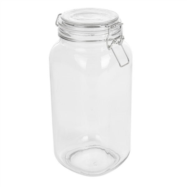 Storage Jar + clip lid waki clear glass 2 litre (per stuk)