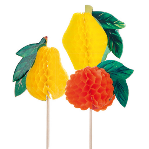 Ice cream decorations "Fruits" 10cm Assorted Wood (100st/pak)