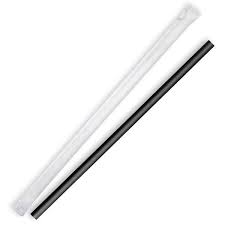 Biodegradable Vegetable Fiber Straw Black #SEVB197 WRAPPED #SEVB197 19cmx7mm (100st/pak)