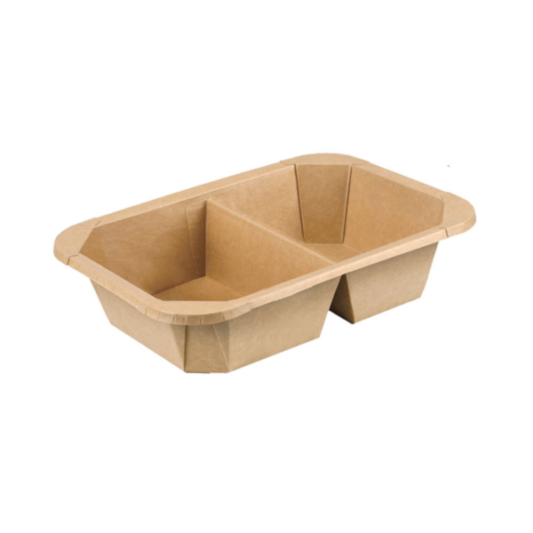 Containers with Compartments 900ml 21,6x15,4x4cm Natural Kraft (50st/pak)