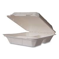 Molded fiber medium Tray 3-comp clam 8x8x3" (200/cs)