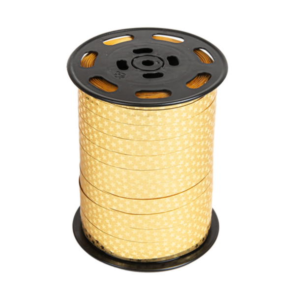 Ribbon 10mm 225mtr Gold "Miroir Stars" (per rol)