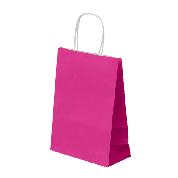 Papieren Draagtas SOS bag met handles 20+10x29cm Fuchsia (50st/pak)