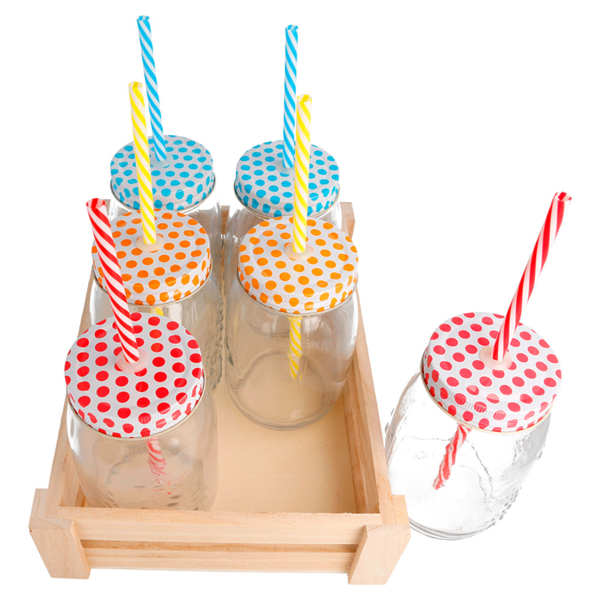 Drinkbeker Glas met rietje per stuk