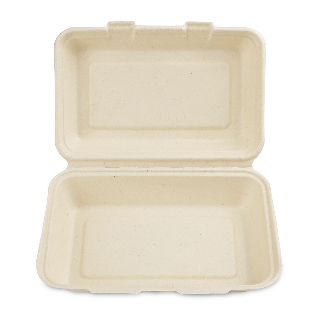 Bagasse (PFAS Free) Hoagie Clamshells 9x6x3" (1-vaks) 50st/pak