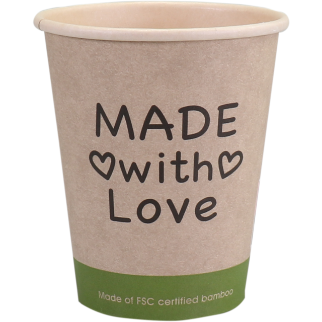 Coffee cup "Made with Love" 250ml/8oz (Bamboe) 50st/pak