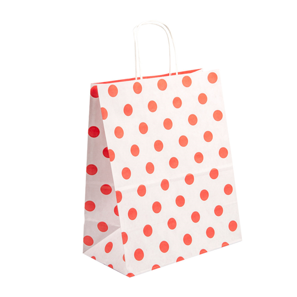 SOS Bags with Handles Red Polka Dots 26+14x32cm Cellulose (50st/pak)