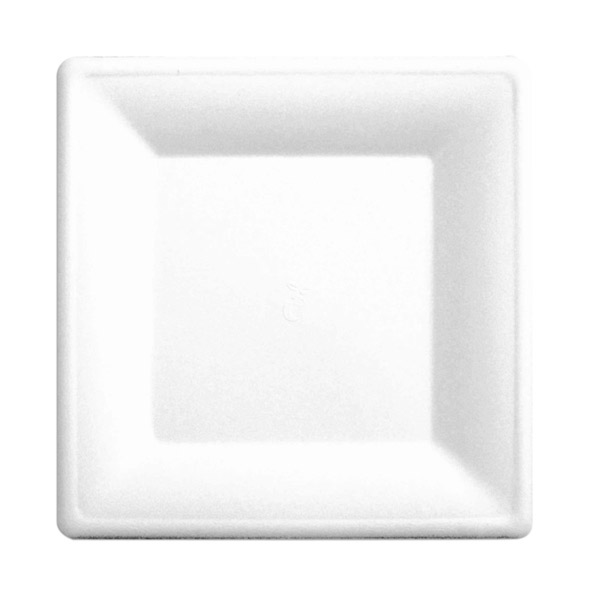 Bord vierkant 20cm (Bagasse / White Cellulose) 50st/pak