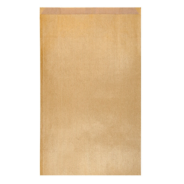 Flat Bags 26+9x38cm Gold Kraft Ribbed (250st/pak)
