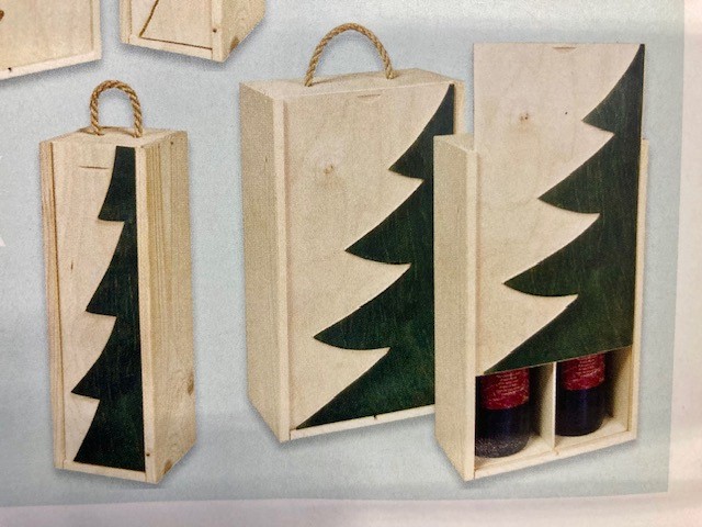 2-fles wijnkist "Fir Tree" Green Wood (Per stuk)