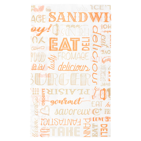 Hamburger bags Parole 14+7x22cm Orange Greaseproof (500st/pak)