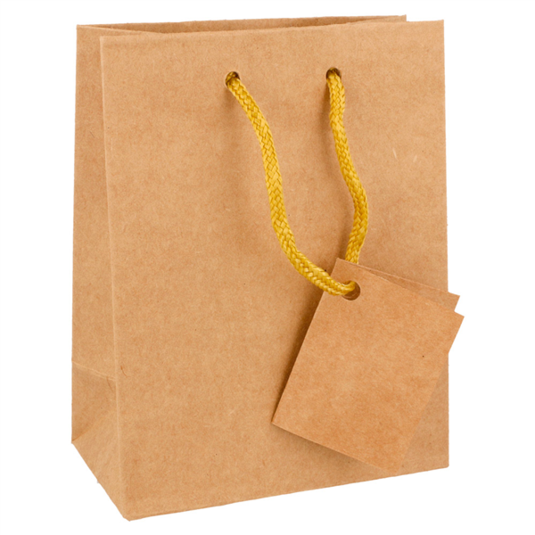 Shopping Bags w cord handle 11,4+6,4x14,6cm Natural Kraft (10st/pak)