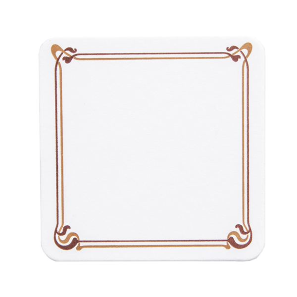 Coasters 8,5x8,5cm White Cardboard / Design "Maxim" Brown-Ocher (500st/pak)