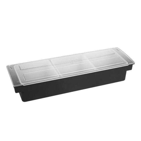 Condiment container 3-comp 49,5x15,7x9cm Black PS (per stuk)