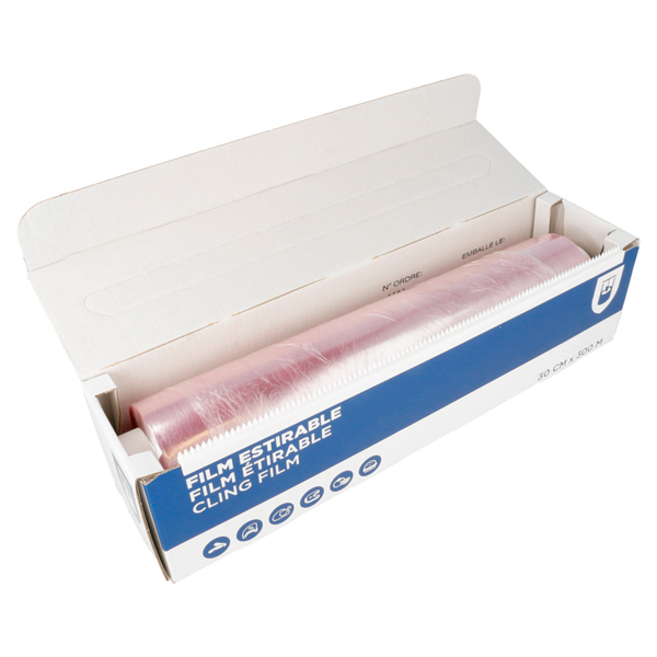 Food film / Rekfolie in box dispenser 30cmx300mtr (12"x1000ft) x 8my (per rol)