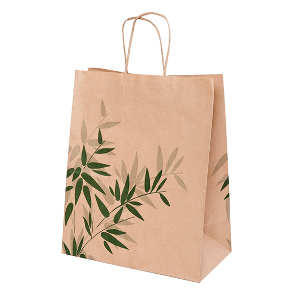 SOS Bag with handles Brown Kraft 26+14x32cm"Feel Green"  80GSM (250st/doos)