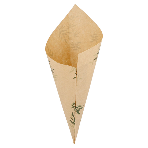 Puntzakken K17 (24x17cm)/ paper Cones 100G - "Feel Green" 70GSm Natural Greaseproof parch 250/pk