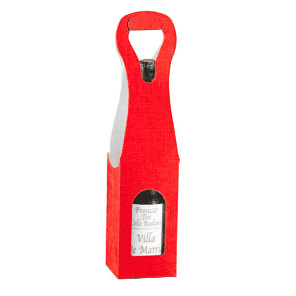 1-fles kokerdoos met venster 9x9x41cm Rood (Per stuk)