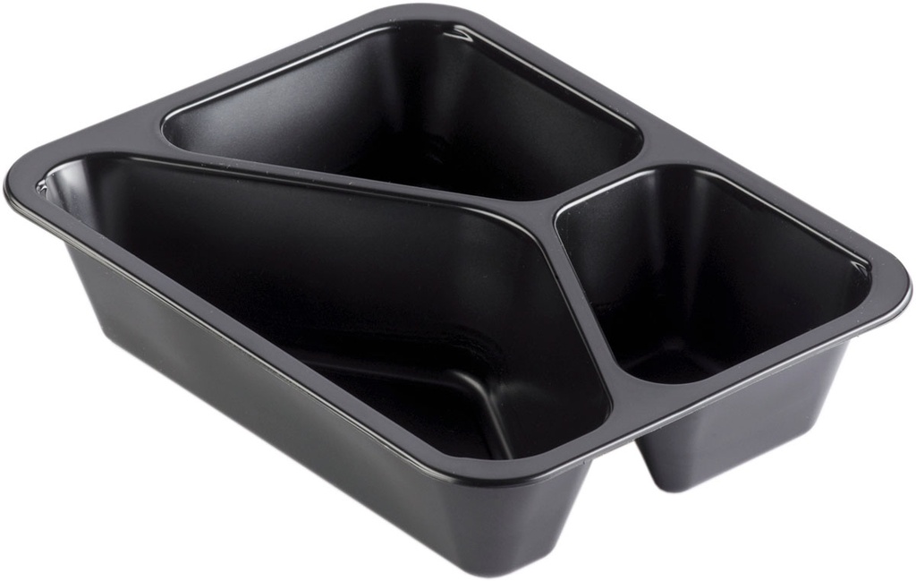 Duni menuschaal PP Black 3-comp 227x178x50mm / 216 st/ds
