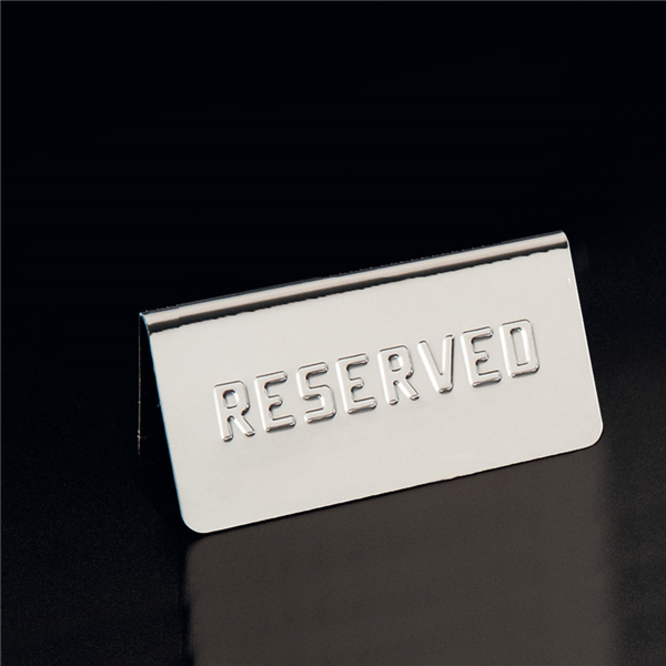 Table Sign "Reserved" 12x5,4x5,9cm Stainless Steel. (per stuk)
