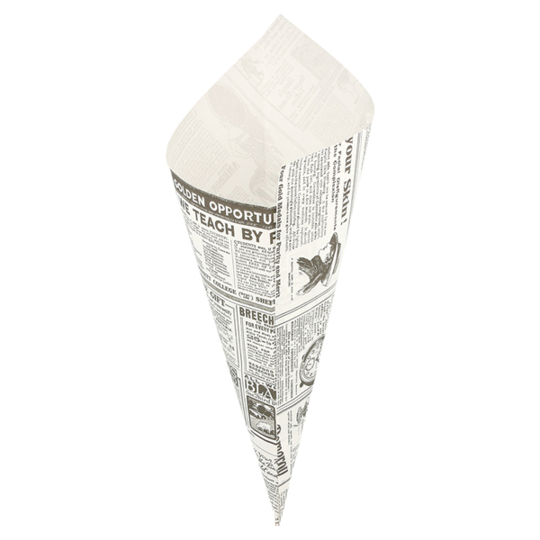 Puntzakken K21 (29,5x21cm)paper Cones "Krant/Times" Greaseproof (250st/pak)