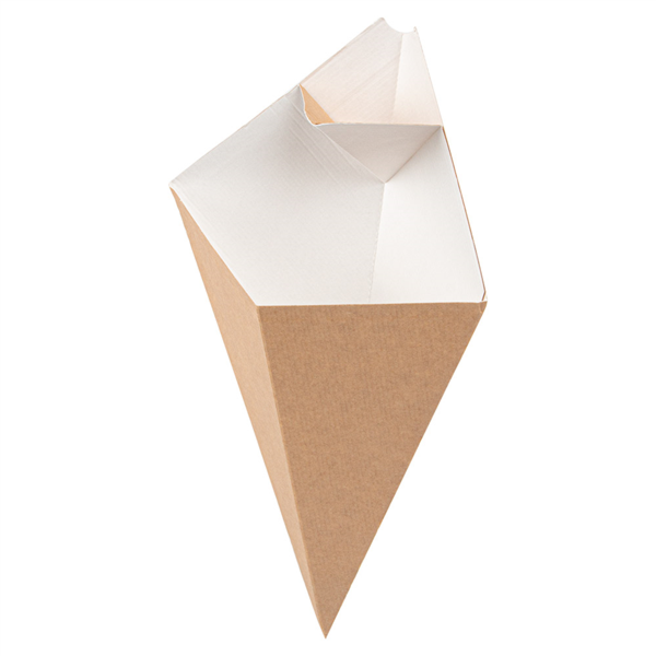 Fries cones with flaps / Karton Puntzak The Pack w/portioncup 250G Eco-Kraft  200/pk
