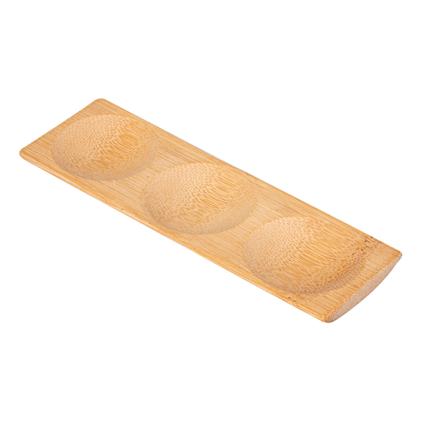 Triple dish plate bamboo 18x5,5x1cm (per 12 stuks)