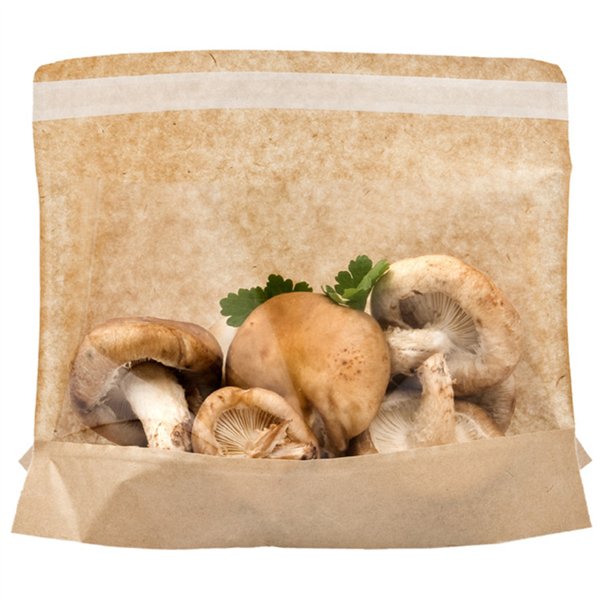 Bag with base and window self-sealing 21x16/12x3cm Natural Kraft (100st/pak)