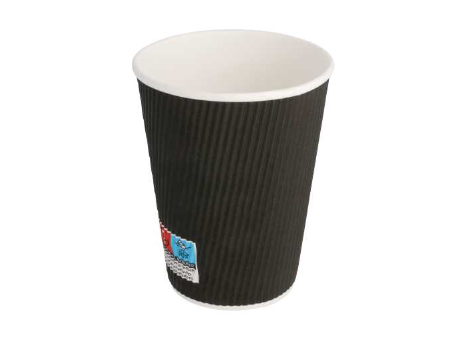 Hot Cup 12oz Coffee Ripple Black 1000/cs (40x25pcs/cs)