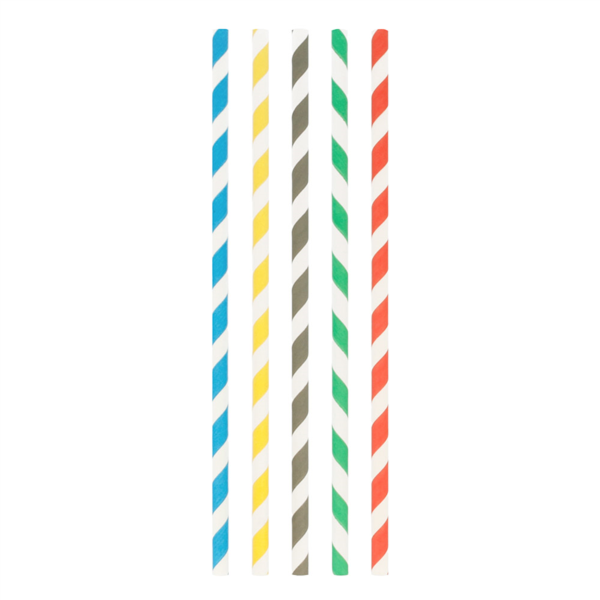 Paper straws unwrapped assorted colors / Papieren rietjes (Diam. 0,6cm x 20cm) 250st/pak