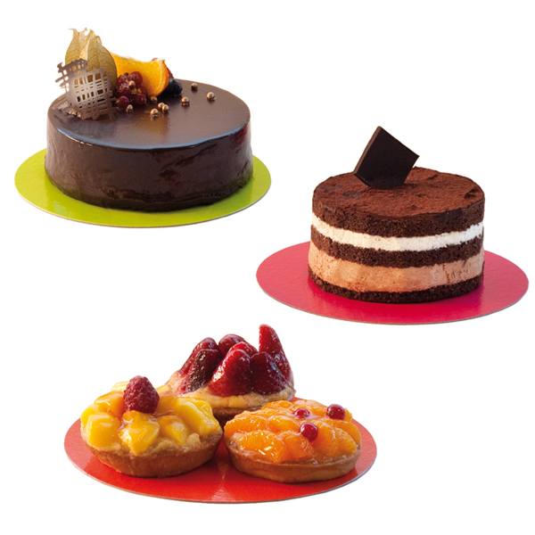 Discs round 30cm Fuchsia/Black cardboard (50st/pak)