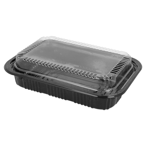 Small food container zwart incl. transp. lid 17x11,5x5cm (50st/pak)