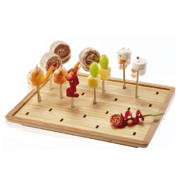 Tray for 25 "golf" picks 25x20cm Natural Bamboo (per stuk)