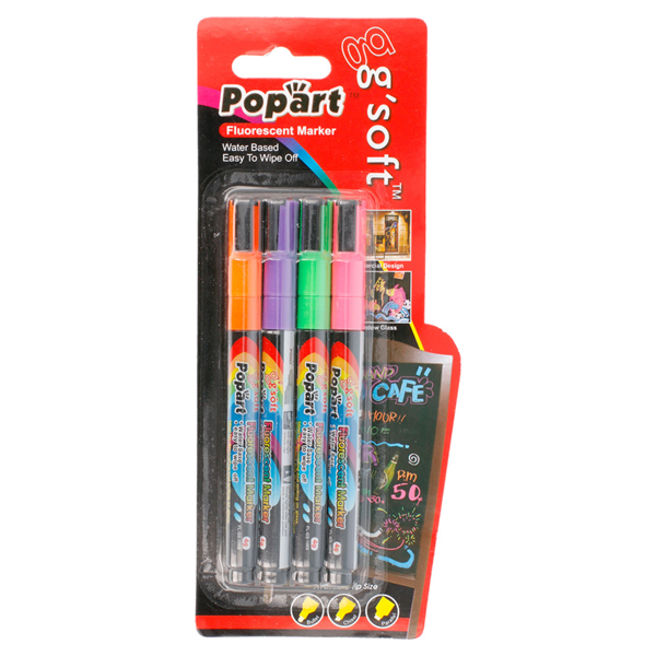 Pennenset voor Blackboard kleuren: Oranje, Paars, Groen, Roze (4pennen/pak)