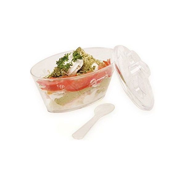 Amuse cupje met deksel ovaal 10,1x6,1x6cm Sea Green (24st/pak)