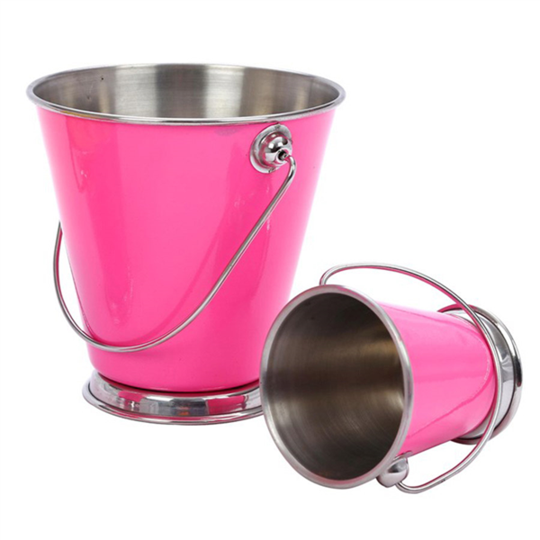 Mini Ice Bucket 9x9cm Pink Stainless Steel per pc