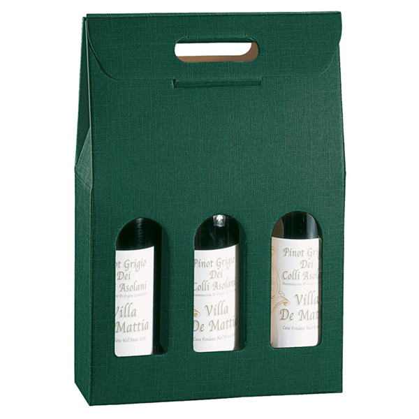 3-fles wijndoos 27x9x38,5cm Groen (per stuk)