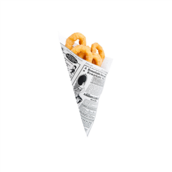 Puntzakken K14 (16x11,5cm) paper Cones "Krant/Times" Greaseproof (250st/pak)