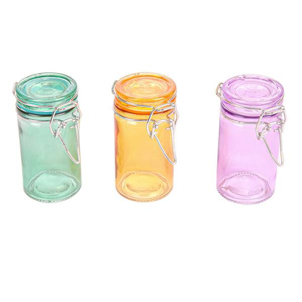 Glass Container Rond Assorted Colors 45ml (Diam. 4,5x8,6cm) per stuk