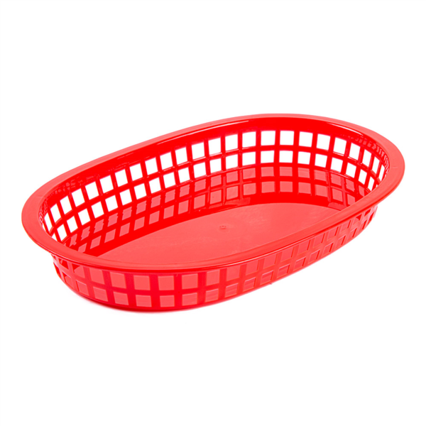 Plastic mandjes rood (28x17,5x4cm) Per stuk