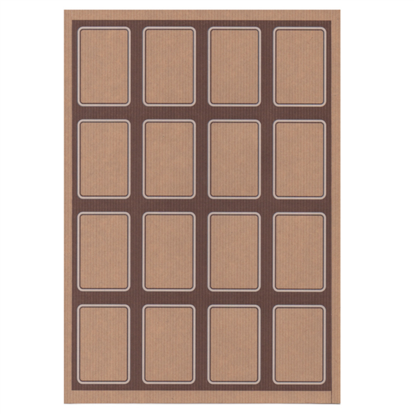 100 sheets Din A4 16 rectangular labels 4,5x6,5cm Kraft paper