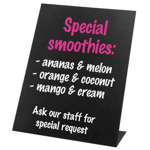 Blackboards staand 15x21cm / Metaal. Geschikt voor krijt of felt-tip pen. (Per stuk)