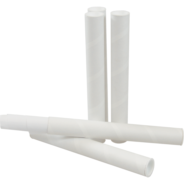 Koker Wit met dop/ Mailing tube white w/caps 50st/ds